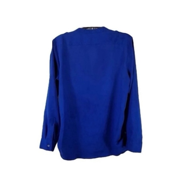 Calvin Klein Jali Zipper Royal Blue Blouse - Picture 7 of 9